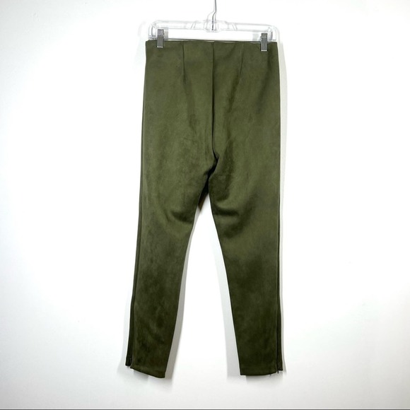 LOFT NWT Faux Suede Ankle Zip Leggings Trousers Olive Green Medium Preppy - Picture 6 of 8